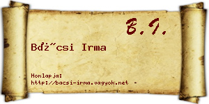 Bácsi Irma névjegykártya